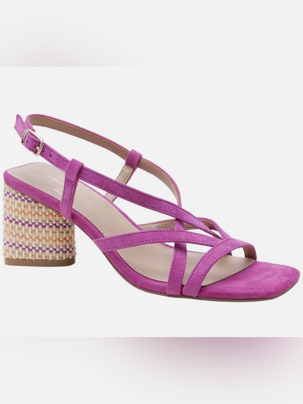Paolo Fuchsia Strappy Block Heel Sandals